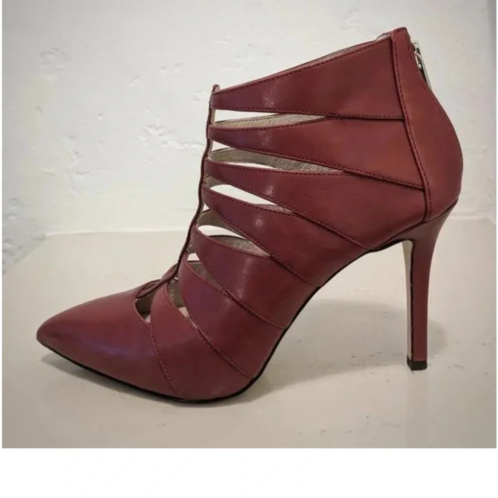 Michael Kors Burgundy Leather Booties, Size 10 - Picture 16 of 16